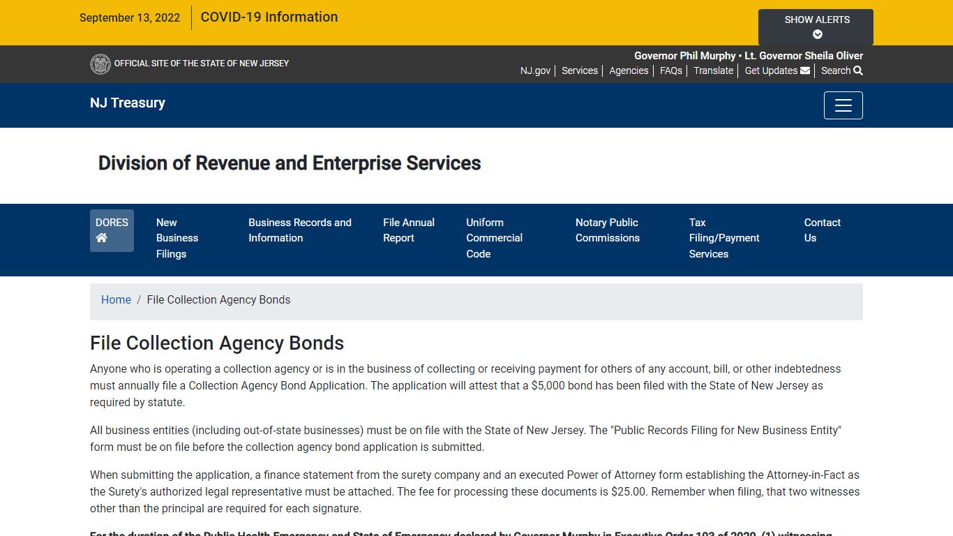 State of NJ - NJ Treasury - DORES